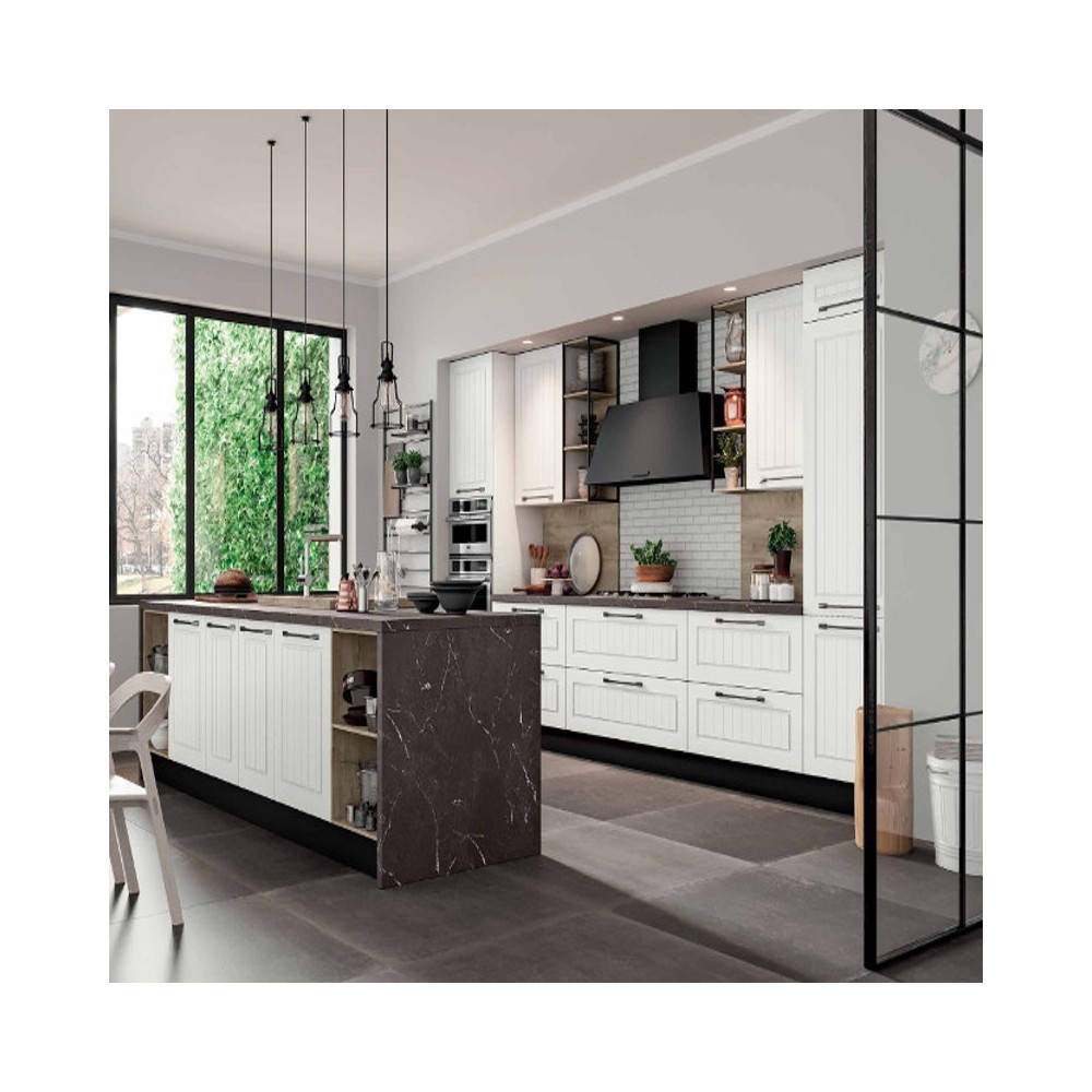 Elba modular kitchen, with slatted door and