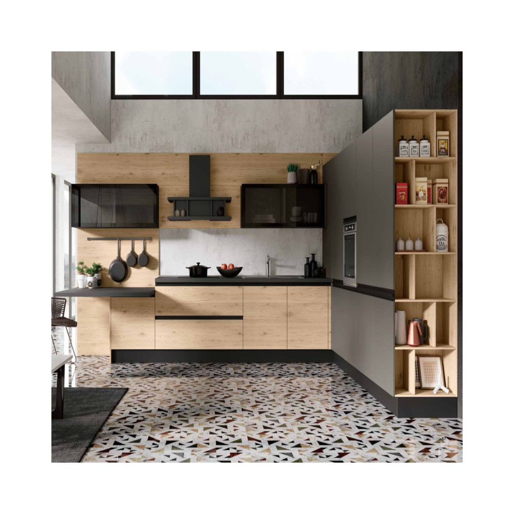 Positano modular kitchen, boiserie equipped with