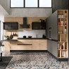 Positano modular kitchen, boiserie equipped with shelves