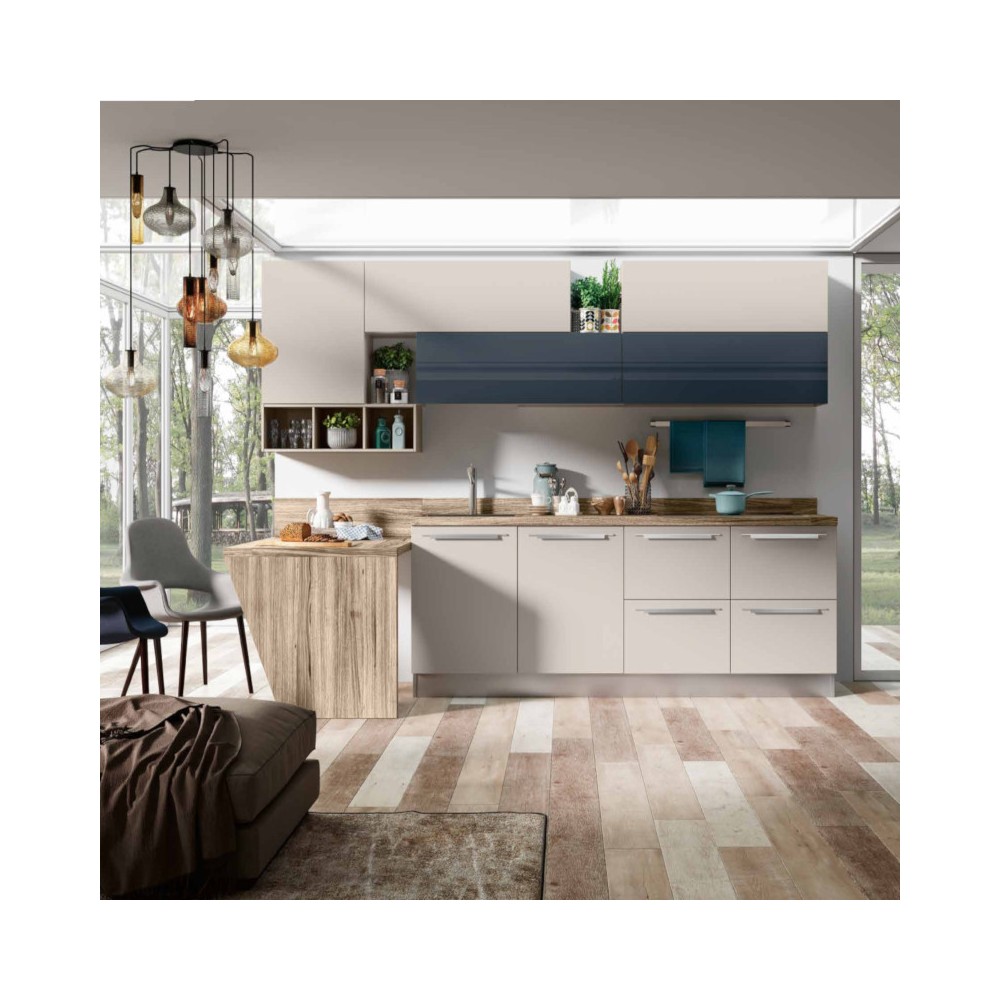 Ischia modular kitchen, peninsula with staggered