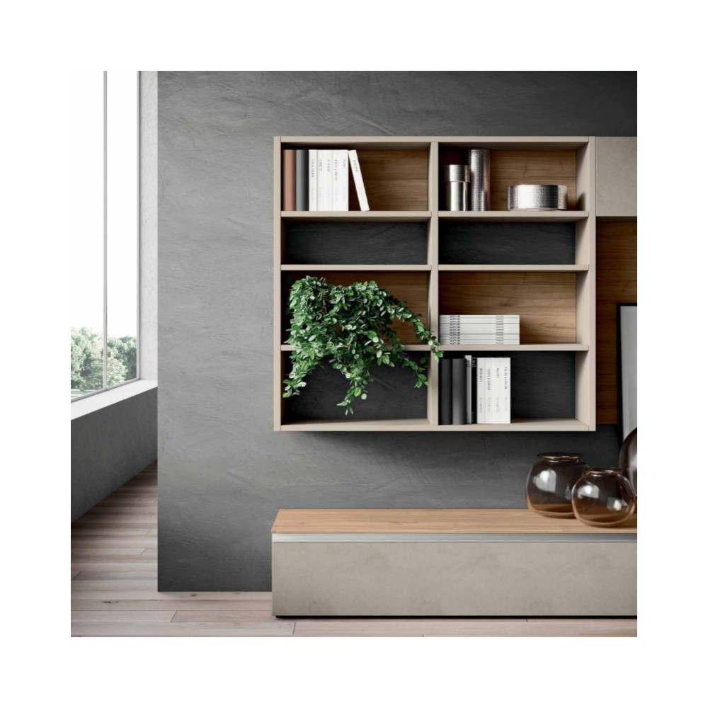 Saturno 301 living room, clay color, blond walnut