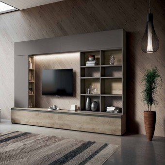 Saturno 304 living room, ash gray color, QSM304 oak