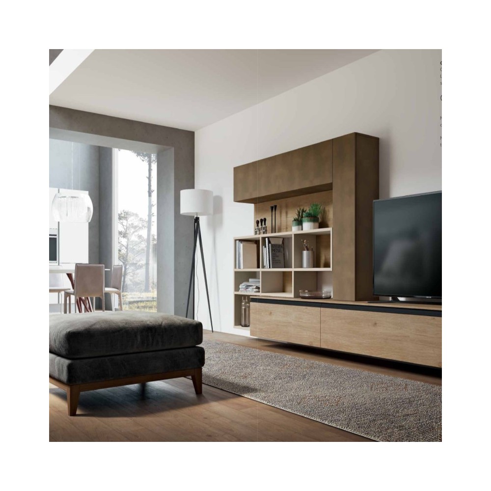 Saturno 305 living room, copper oxide color, pickled oak QSM305
