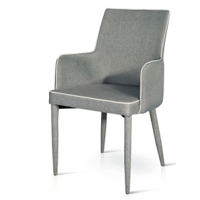 Fauteuil rembourré, en tissu gris tourterelle, gris et noir 53x56x87 cm, chaise x 4 pcs.