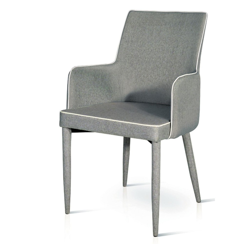 Padded armchair, in dove gray, gray and black 698 fabric