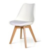 Chaise Tulip avec assise et dossier en pp, coussin en éco-cuir rembourré, pieds en hêtre, blanc, gris, chaise x 2 pcs.