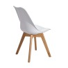 Sedia Tulip con seduta e schienale in pp, cuscino in ecopelle imbottita, gambe in faggio, colore bianco, grigio, sedia x 2 pz.