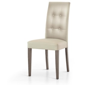 Gustavo upholstered chair, in eco-leather, 4-button design on the back, structure and legs in beech, chair x 2 pcs.