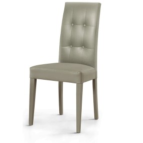 Chaise rembourrée Gustavo, en éco-cuir, design à 4 boutons sur le dos, structure et pieds en hêtre, chaise x 2 pcs.