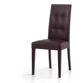 Chaise rembourrée Gustavo, en éco-cuir, design à 4 boutons sur le dos, structure et pieds en hêtre, chaise x 2 pcs.