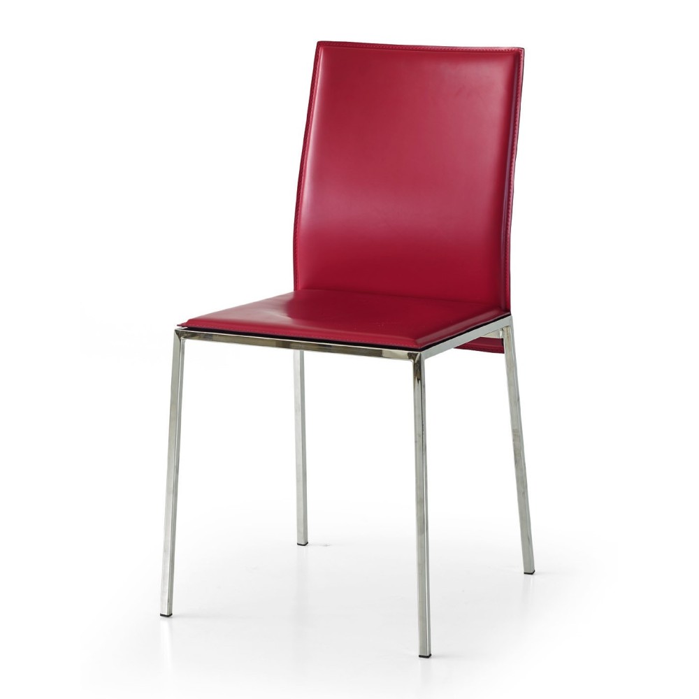 Berry chair in eco-leather, metal frame, chromed