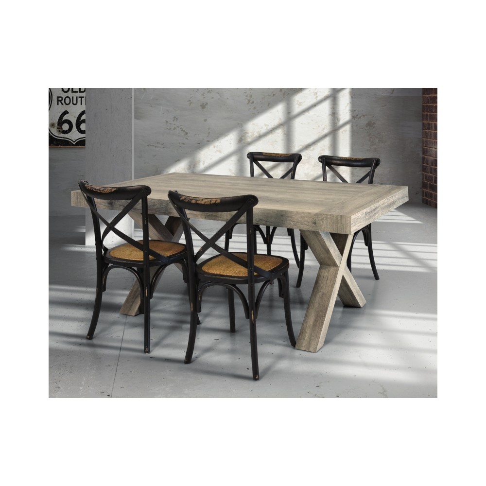 Tavolo Keros allungabile, in laminato con effetto legno invecchiato, gambe in laminato, struttura in legno massello