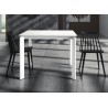 Lipari extendable table, in white ash laminate, metal structure and legs