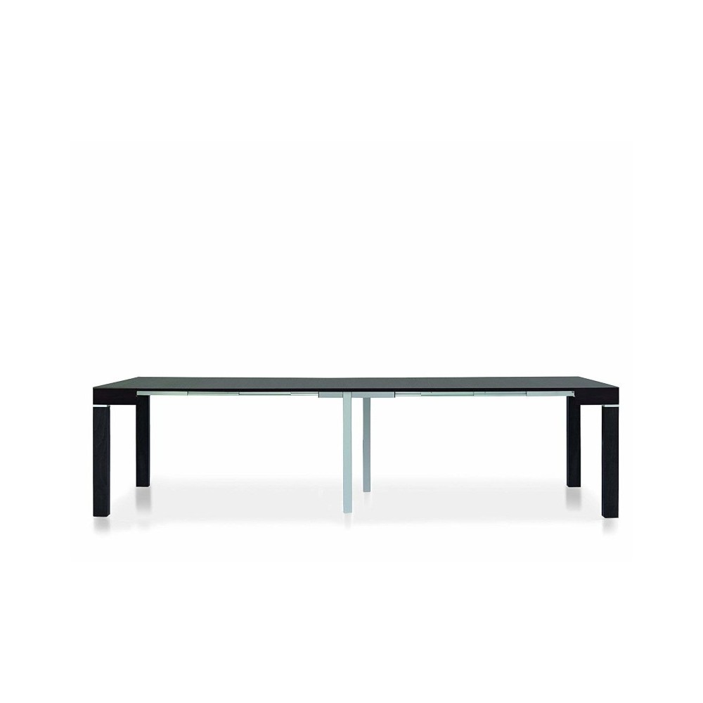 Table console en stratifié wengé foncé, extensible jusqu'à 300 cm