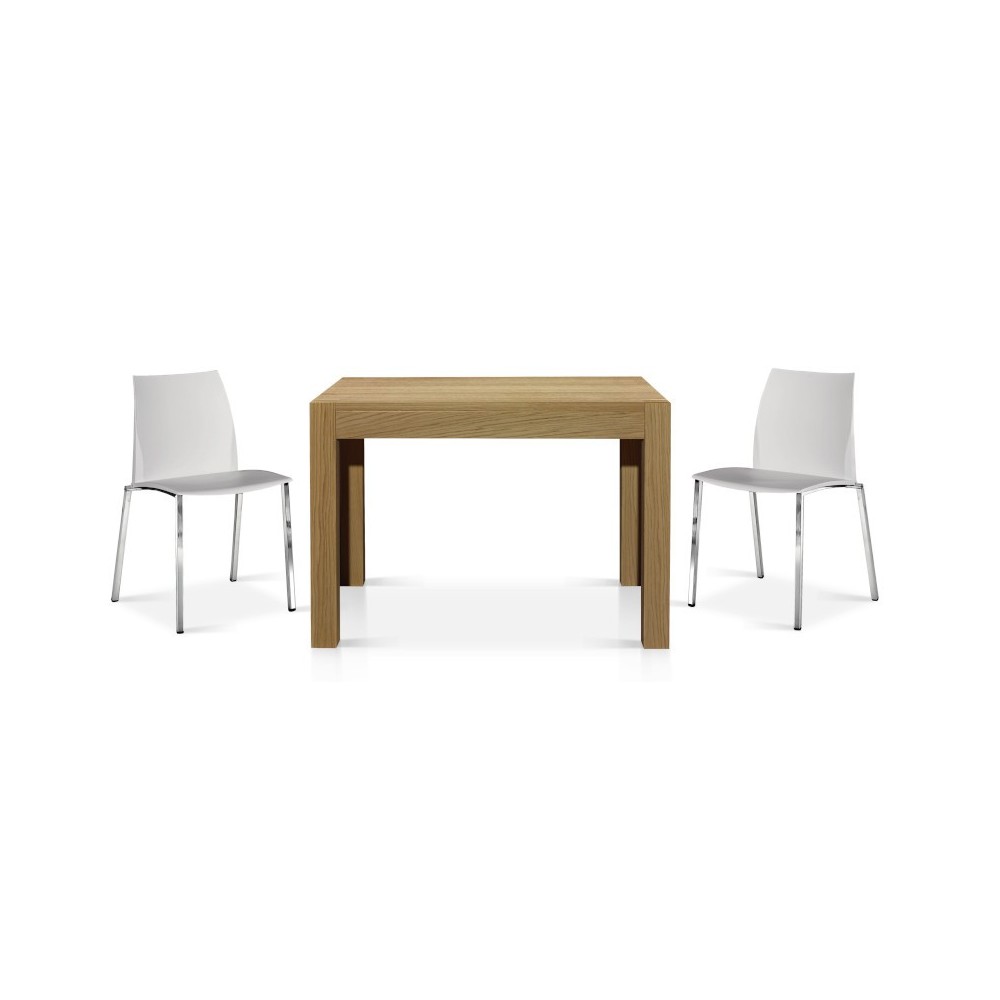 Table extensible en bois massif coloris chêne naturel
