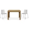 Ibiza extendable table in solid wood, with a 50 cm extension, natural oak color