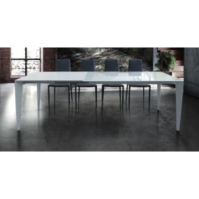 Azalea extendable table, tempered glass top, metal structure, white color