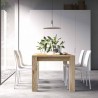 Capri extendable table with structure and top in solid natural oak 6-8 seats