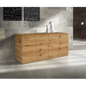 Flora sideboard in brushed knotted oak veneered wood, with four doors