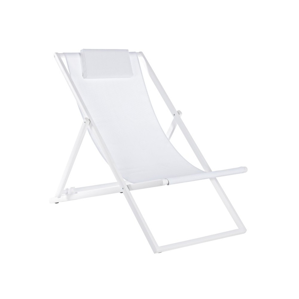 Chaise longue Taylor, structure blanche, revêtement textilène 2x1, paquet x 4 pcs.