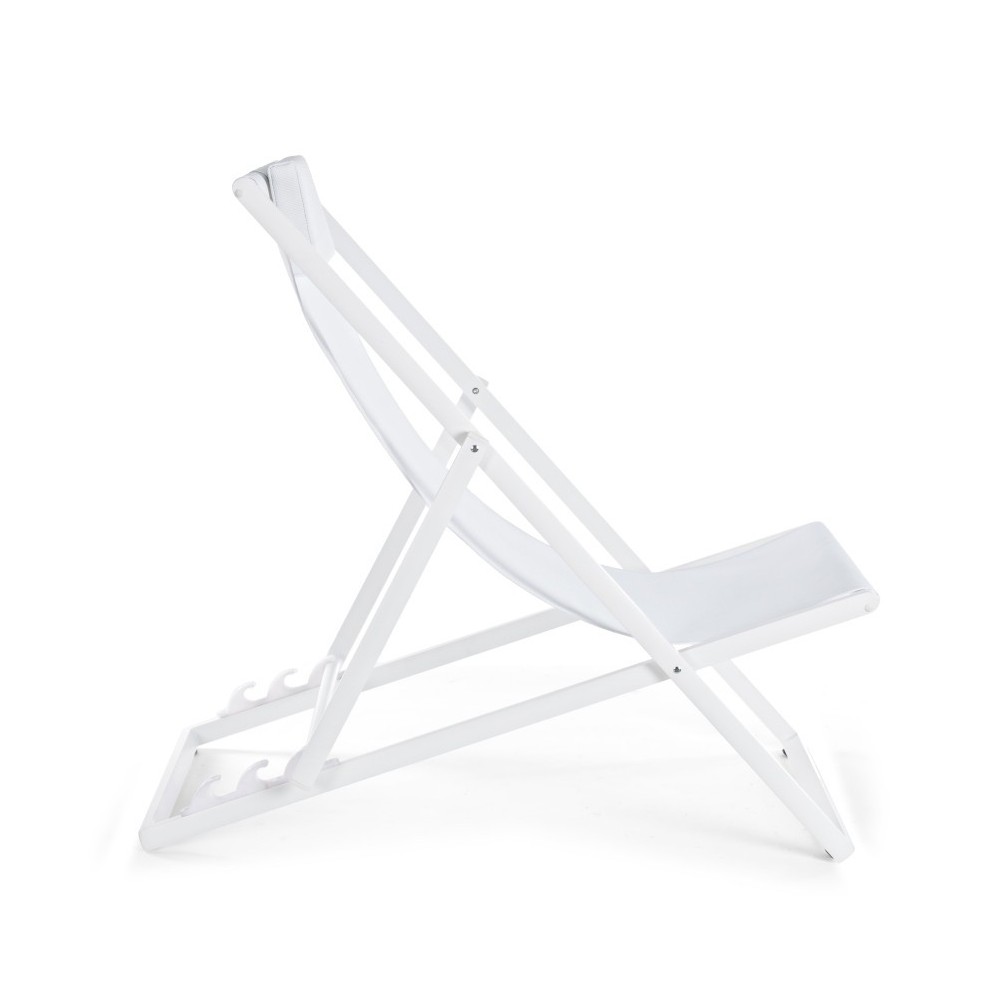 Chaise longue Taylor, structure blanche, revêtement textilène 2x1, paquet x 4 pcs.