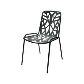 Chaise d'extérieur Fancy Leaf 1, structure, assise et dossier en acier pré-galvanisé, couleur anthracite
