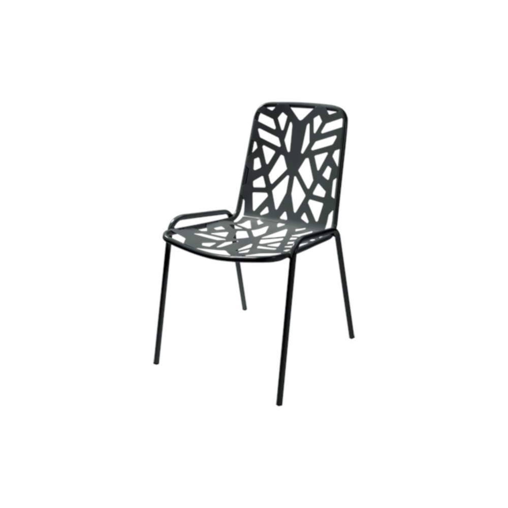 Sedia da esterno Fancy Leaf 1, struttura, seduta e schienale in acciaio pre-zincato, colore antracite