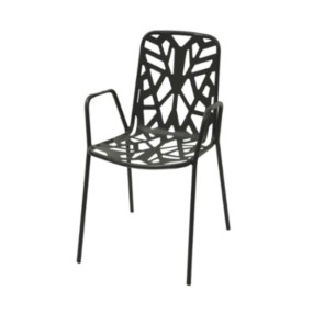 Sedia da esterno Fancy Leaf 2 con braccioli, struttura, seduta e schienale in acciaio pre-zincato, colore antracite