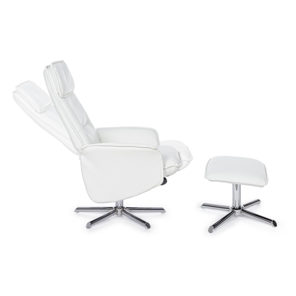 Bizzotto Recliner Armchair with White Faux Leather