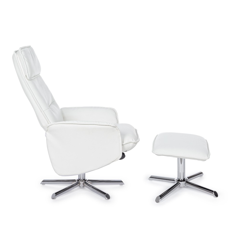 Bizzotto Recliner Armchair with White Faux Leather