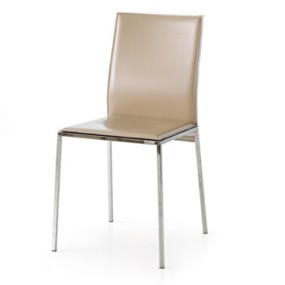 Berry chair in eco-leather, metal frame, chromed metal legs, chair x 2 pcs