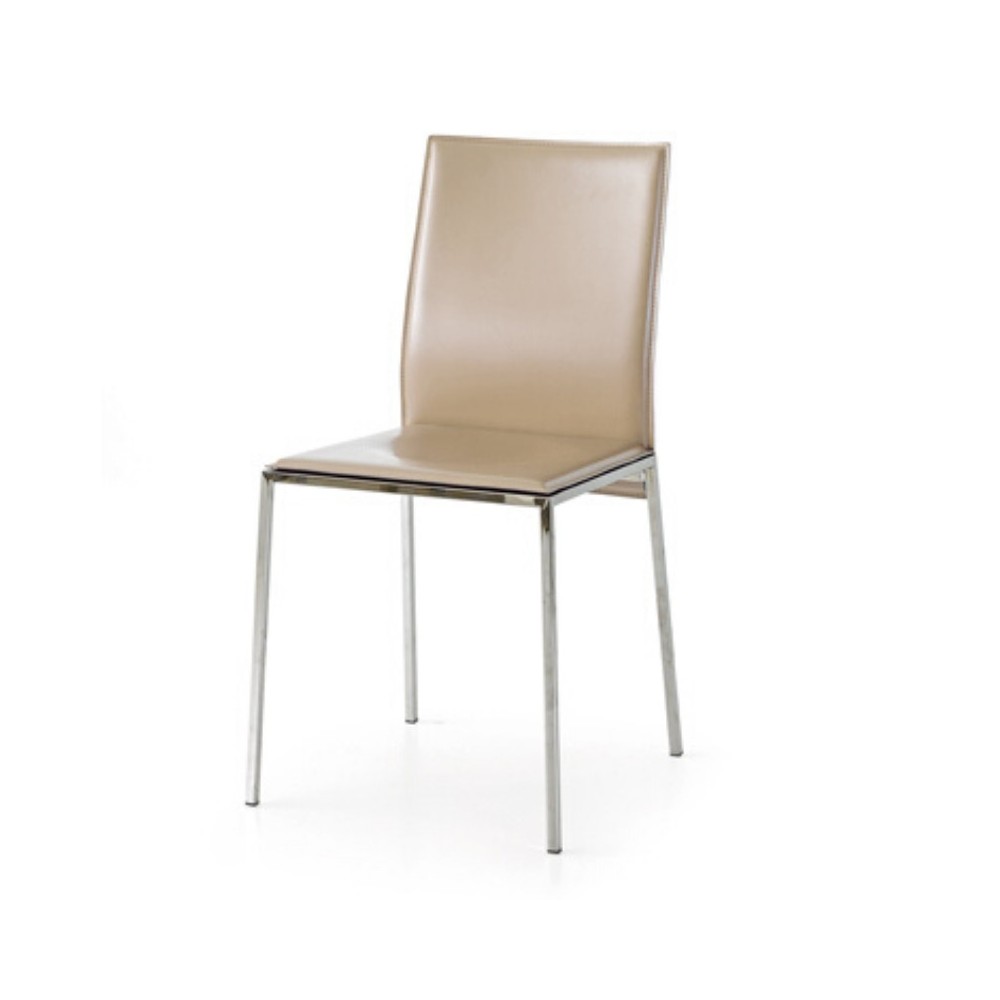 Berry chair in eco-leather, chromed metal legs 658