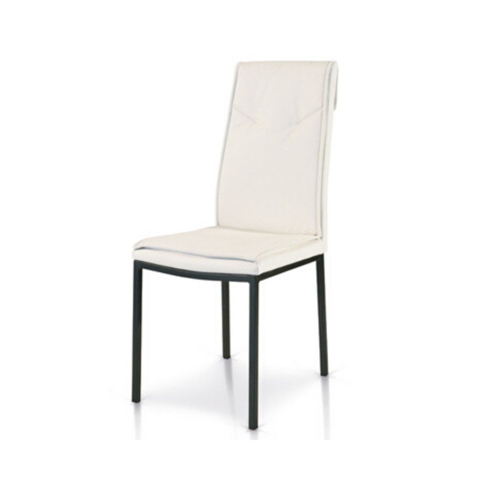 Chaise Cora rembourrée en éco-cuir, avec structure en métal, couleur blanc, gris tourterelle, chaise grise x2 pcs