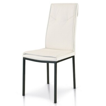 Cora chair upholstered in eco-leather, with metal frame, color white, dove gray, gray chair x2 pcs