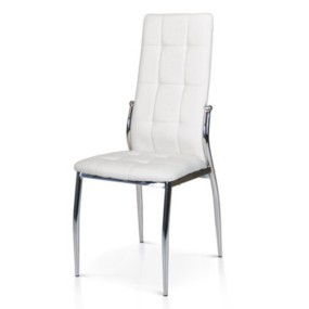 Chaise Pisa rembourrée en éco-cuir, avec structure en métal chromé, chaise x 4 pcs.