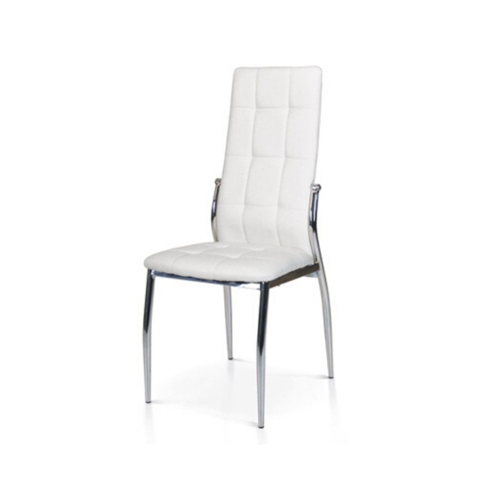 Pisa chair upholstered in eco-leather, chromed metal legs 956