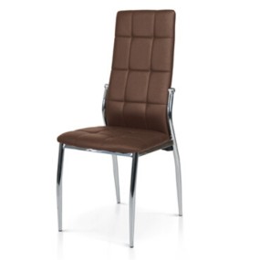Chaise Pisa rembourrée en éco-cuir, avec structure en métal chromé, chaise x 4 pcs.