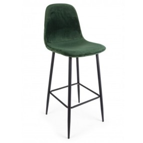 Irelia bar stool in velvet, green color and tubular steel legs, x 2 pcs.
