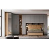 Alba room, bridge wardrobe with bookcase and bed with container VFB019