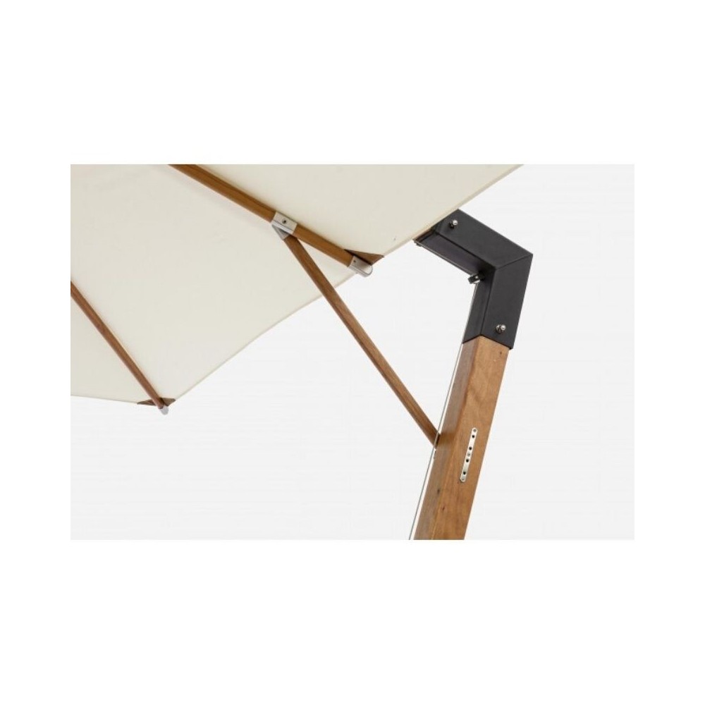 Capua arm umbrella, 3X3 ecru color, wooden frame