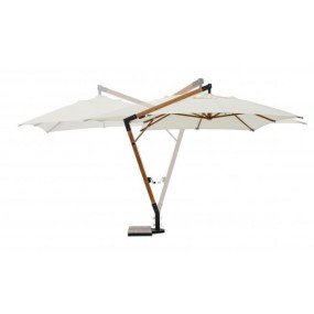 Capua arm umbrella, 3X3 ecru color, wooden frame and polyester fabric