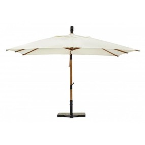 Parapluie bras Capua, 3X3 couleur écru, structure en bois et tissu polyester