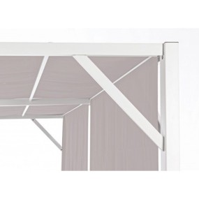 Gazebo Chypre 3X3, avec structure en acier blanc, tissu polyester gris tourterelle
