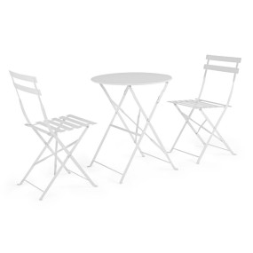 Bistrot Wissant outdoor table and 2 chairs set in steel