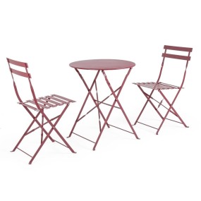 Bistrot Wissant Scarlet set tavolo e 2 sedie da esterno in acciaio
