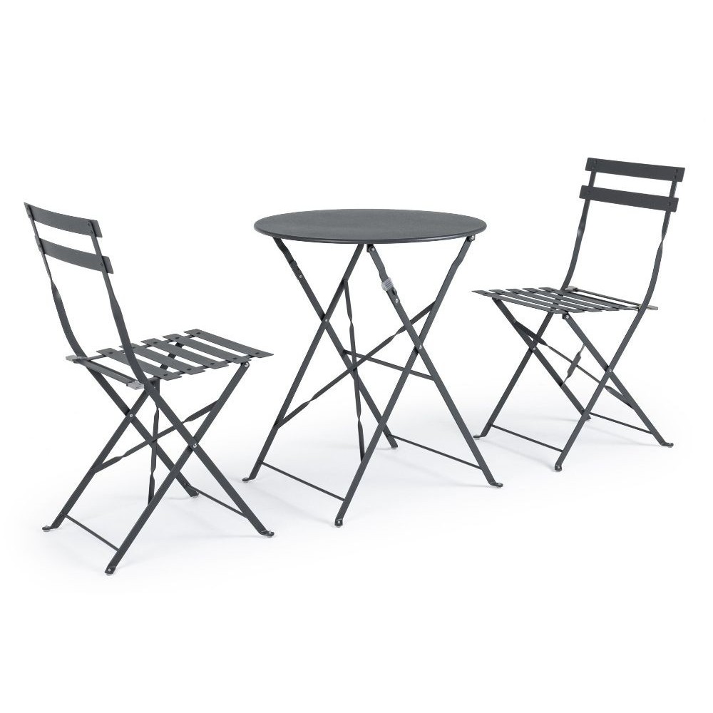Bistrot Wissant Anthracite outdoor table and 2
