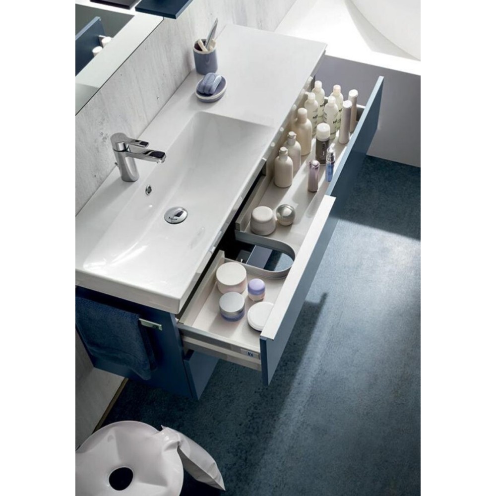 Salle de bain Calisto Profondeur 35 cm gain de place, Couleur idéale, Céruléen Opaque