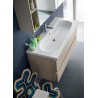 Salle de bain Rigi profondeur 45 cm, coloris chêne naturel noué, laque chanvre mat