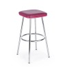 Agnes bar stool in red eco-leather, chromed steel legs, x 2 pcs