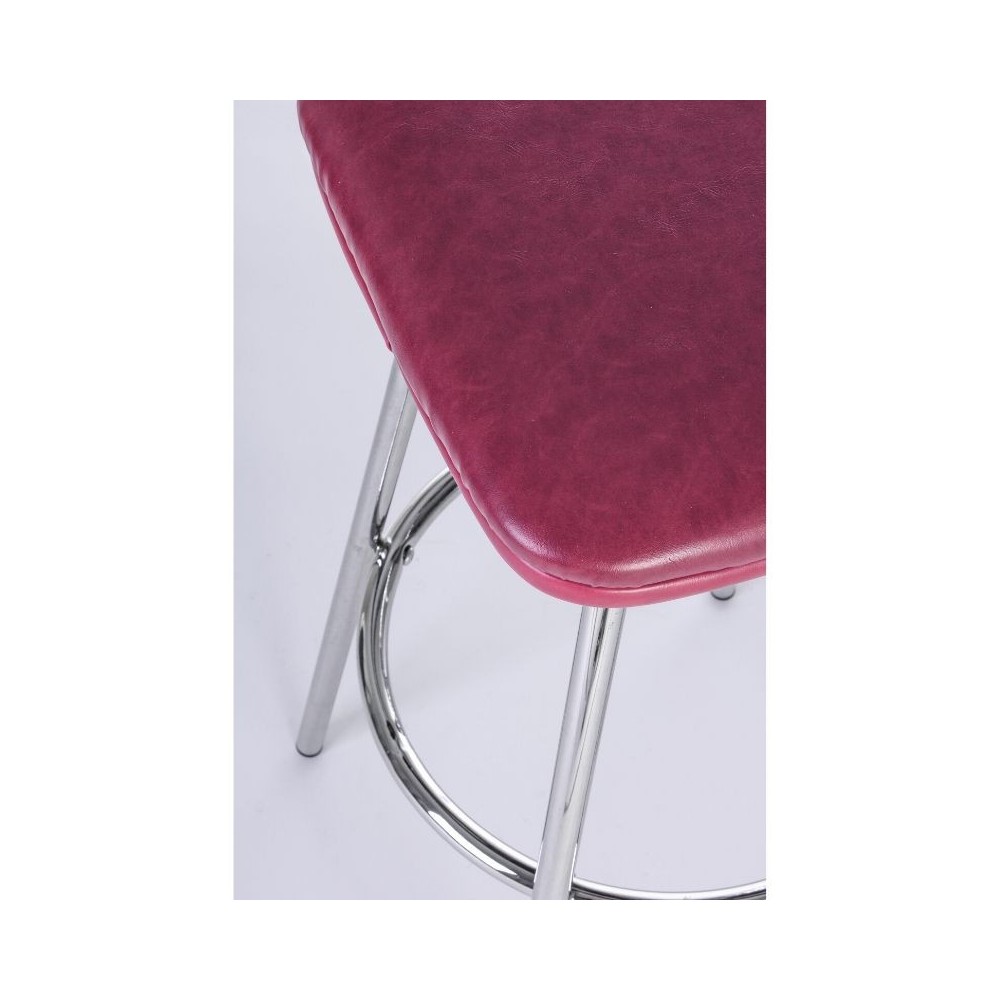 Agnes bar stool in red eco-leather, chromed steel